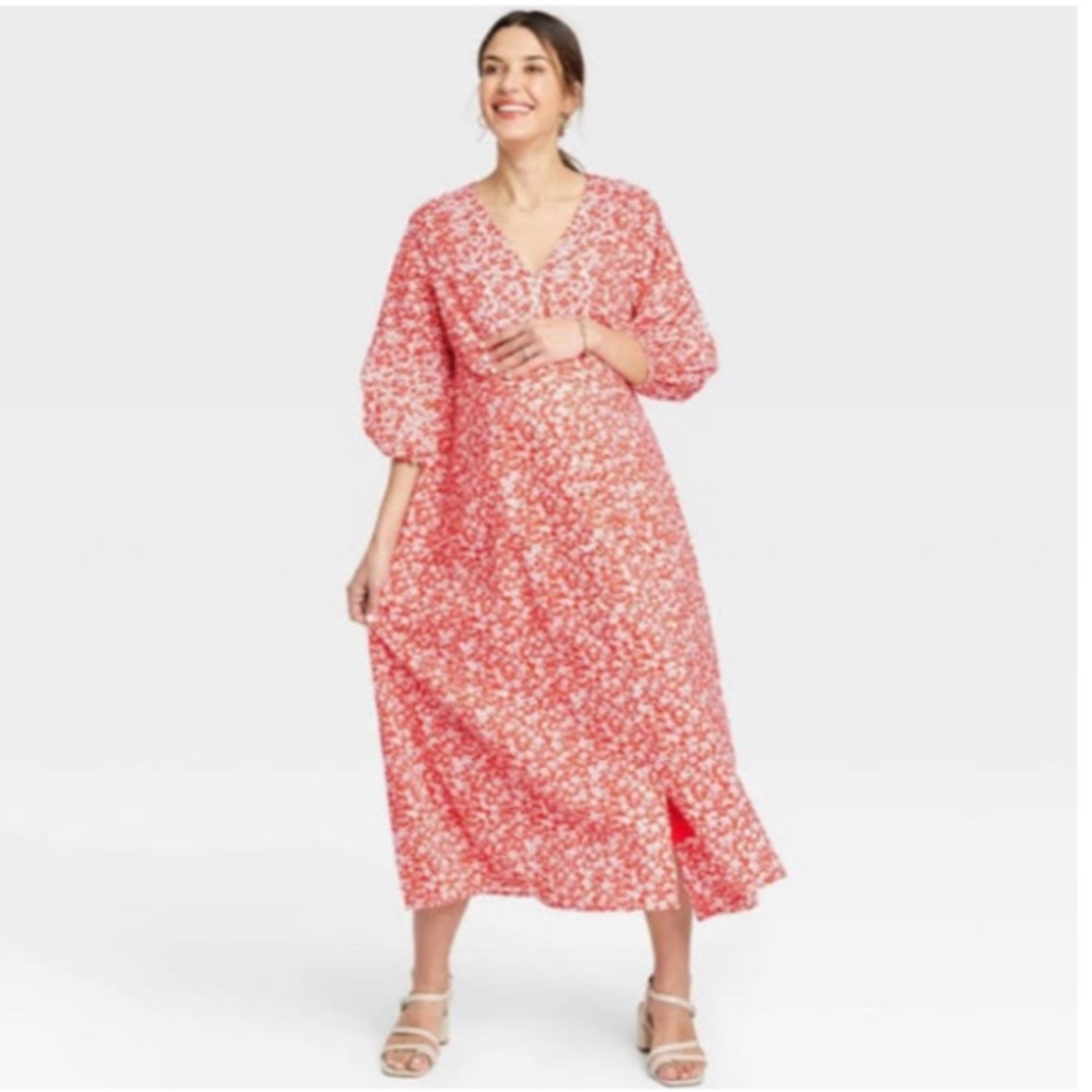 Hatch The Nines Red Floral Maxi Dress Size Small EUC